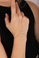 Flora Lily Flower Sahmeran Bracelet, Mom Children-Birthday Christmas Gift - Curb Hand Bracelet, Hand Slaves Chain, Sterling Silver Link