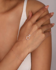 Key of the Nile Silver Shahmeran Bracelet, Adjustable Body Bracelet, Gift for Her, Bestfriend Gift, Feminist Silver Venus Symbol