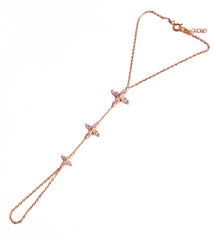 Triple Daisy Model Silver Shahmeran Bracelet, 925 Solid Silver Hand Chain, Slave Chain Adjustable Bracelet, Finger Turkish Serpent Bracelet