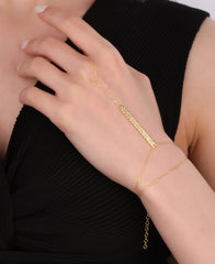 Stoneless Direction Signed Sterling Silver Hand Bracelet