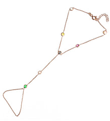 Colorful Stone Silver Sahmeran Bracelet, 925 Solid Silver Hand Chain, Silver Chain Bracelet, Silver Bashmer, Slave Bracelet