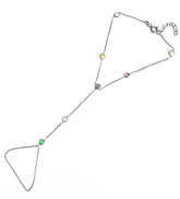 Colorful Stone Silver Sahmeran Bracelet, 925 Solid Silver Hand Chain, Silver Chain Bracelet, Silver Bashmer, Slave Bracelet