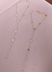 Colorful Stone Silver Sahmeran Bracelet, 925 Solid Silver Hand Chain, Silver Chain Bracelet, Silver Bashmer, Slave Bracelet