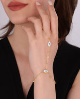 White Enamel Evil Eye Silver Chain Bracelet