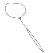 Slave Shahmaran Bracelet with Triangle Baguette Stone, Hand Chain, Dainty Gold Hand Chain, Silver Finger Chain, Chain Bracelet with Ring