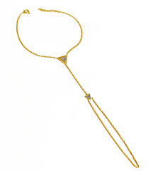 Slave Shahmaran Bracelet with Triangle Baguette Stone, Hand Chain, Dainty Gold Hand Chain, Silver Finger Chain, Chain Bracelet with Ring