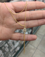 سوار شاهيران بسلسلة يد فضية مرصع بحجر عين أبيض لامع