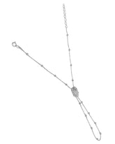 Hamsa Silver Shahmaran Hand Chain Bracelet - Single Stone