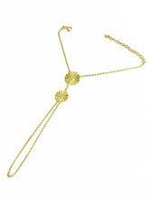 Minimalist Double Daisy Sterling Silver Hand Chain, Dainty Slave Bracelet