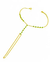 Hand Chain with Emerald Green Zircon Stone, Dainty Slave Bracelet