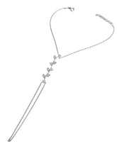 Elegant Silver Branch Design Slave Bracelet – White Stone Hand Chain Jewelry