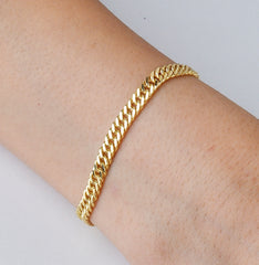 14k Solid Gold Plain Singapore Bracelet 4.20 mm – Real Gold Chain Jewelry, Dainty Minimalist Gift for Women