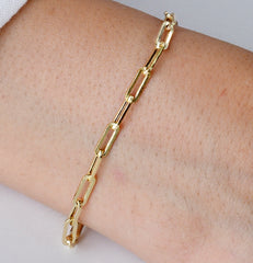 Solid Gold Paperclip Bracelet 2.8 mm – 14K Gold Chain for Everyday Elegance
