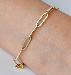 Luxury 14K Gold Paperclip Bracelet 4.9 mm – Simple and Chic Chain Jewelry