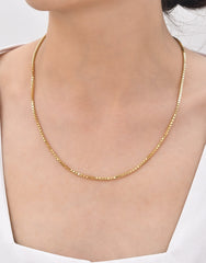 قلادة سلسلة صندوقية، من 16 إلى 26 بوصة، سمكها من 0.80 مم إلى 1.90 مم، سلسلة من الذهب الحقيقي