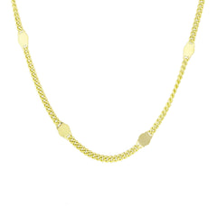 سلسلة كوبية أنيقة من الذهب عيار 14 قيراطًا، سلسلة كوبية بقطر 1.4 مم