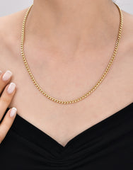 قلادة ميامي كوبية بسلسلة وصلات من الذهب الأصفر عيار 14 قيراطًا بقطر 0.84 مم إلى 4.2 مم