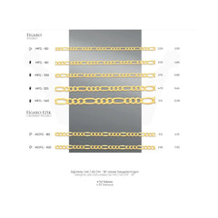 سلسلة فيجارو، سلسلة من الذهب الإيطالي عيار 14 قيراطًا، سلسلة من الذهب الحقيقي، 2-5 مم