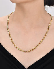 Hollow Curb - 14K Real Gold Chain Necklace - Thickness 3.95 mm (585 Stamped)