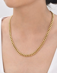 عقد من الذهب الحقيقي عيار 14 قيراطًا على شكل حلقة كوبية مجوفة - سمك 6.10 مم (مختوم 585)