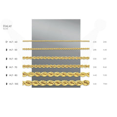 Rope Chain - 14K Real Gold Chain Necklace - Thickness 4.40 mm (585 Stamped)