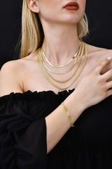 قلادة سلسلة متعرجة، سلسلة ذهبية مسطحة للسيدات 2.80 مم أو 3.85 مم