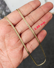 قلادة سلسلة متعرجة، سلسلة ذهبية مسطحة للسيدات 2.80 مم أو 3.85 مم
