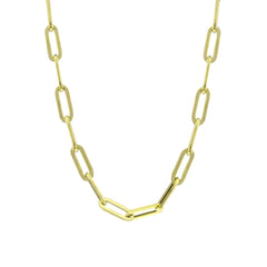 سلسلة مشبك ورق قصيرة المدى - قلادة سلسلة من الذهب الصلب عيار 14 قيراطًا - سمك 1 مم (مختوم 585)