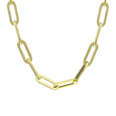 سلسلة مشبك ورق قصيرة المدى - قلادة سلسلة من الذهب الصلب عيار 14 قيراطًا - سمك 1 مم (مختوم 585)