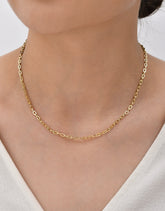 عقد سلسلة من الذهب الصلب عيار 14 قيراطًا بحلقة قصيرة على شكل مشبك ورق - سمك 2.66 مم (مختوم 585)