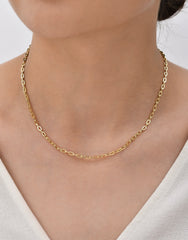 عقد سلسلة من الذهب الصلب عيار 14 قيراطًا بحلقة قصيرة على شكل مشبك ورق - سمك 2.66 مم (مختوم 585)