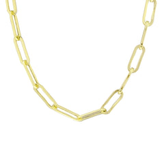 عقد بسلسلة من الذهب الحقيقي عيار 14 قيراطًا - مشبك ورق طويل - سمك 2.78 مم (مختوم 585)