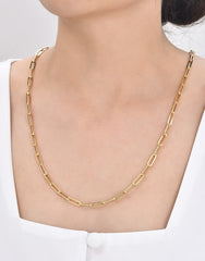 عقد بسلسلة من الذهب الحقيقي عيار 14 قيراطًا - مشبك ورق طويل - سمك 2.78 مم (مختوم 585)