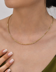 Spike Braided Model Chain - 14K Solid Gold Chain Necklace - Thickness 2.35 mm (585 Stamped)