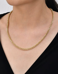 Spiga Braided Model Chain - 14K Solid Gold Chain Necklace - Thickness 3.70 mm (585 Stamped)