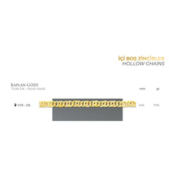 Tiger Eye Hand Made Gold Chain - 14K Solid Gold Chain Necklace - Thickness 6.00 mm (585 Stamped)