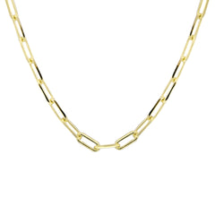 Thin Paperclip - 14K Solid Gold Chain Necklace - Thickness 2.15 mm