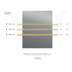 Rombo Glam Necklace - 14K Solid Gold Chain Necklace - Thickness 2.90 mm (585 Stamped)