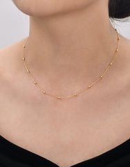 فورسي روزاريو - قلادة سلسلة من الذهب الحقيقي عيار 14 قيراطًا - سمك 2.50 مم