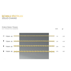 فورزينتينا مارينر - قلادة سلسلة من الذهب الصلب عيار 14 قيراطًا - سمك 1.10 مم