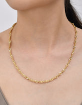 سلسلة سنغافورة - قلادة من الذهب الصلب عيار 14 قيراطًا - قطر 3.85 مم