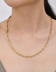 سلسلة سنغافورة - قلادة من الذهب الصلب عيار 14 قيراطًا - قطر 3.85 مم