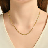 Flat Herringbone - 14K Solid Gold Chain Necklace - Diameter 2.95 mm