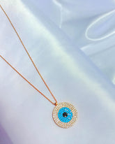 قلادة عين الشر الفضية من حجر الفيروز