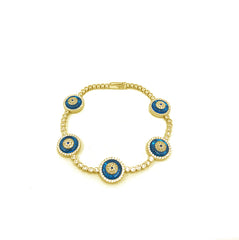 Sterling Silver Evil Eye Tennis Bracelet with 5 Glass Charms