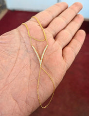 White Stone Silver Sahmeran Bracelet , Gold Plated Silver Hand Chain, Hand Bracelet 14K Gold Plated, Bracelet Ring Hand Chain Slave