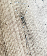 Zircon White Stone Silver Sahmeran Bracelet, Delicate Ring Bracelet