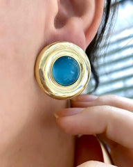 أقراط دائرية هندسية مضلعة | أقراط بأحجار كبيرة | أقراط بسيطة