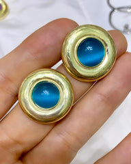 أقراط دائرية هندسية مضلعة | أقراط بأحجار كبيرة | أقراط بسيطة