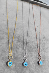 Large Evil Eye Silver Necklace